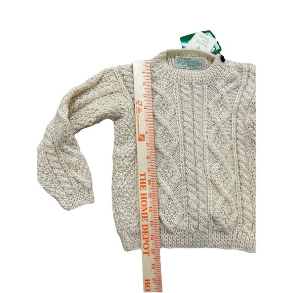 NEW Crana Handknits Irish Wool Cable Knit Children’s Sweater Sz 26 (3/4) Ivory - Picture 2 of 8